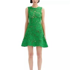 Oscar de la Renta Soutache Lace Sleeveless Dress